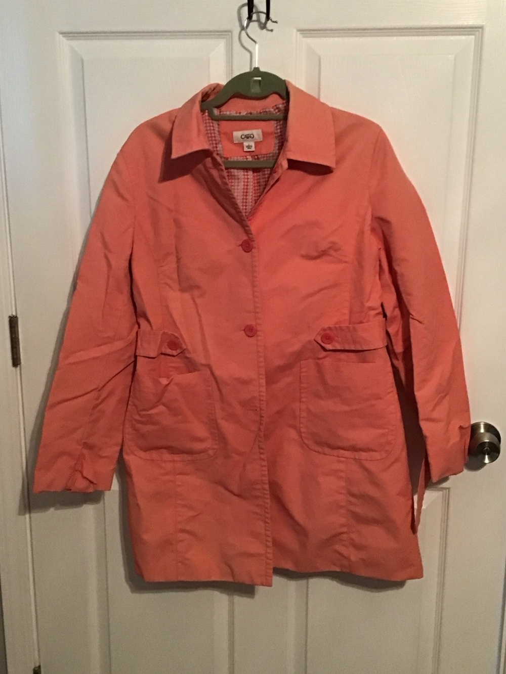 Cato Coral Trench Coat with Button Front Size L USED